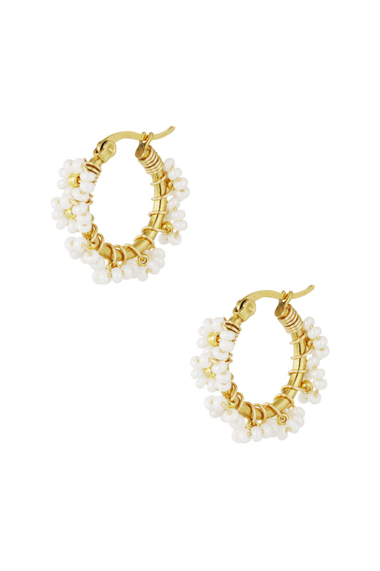 Flower Earrings wit goud