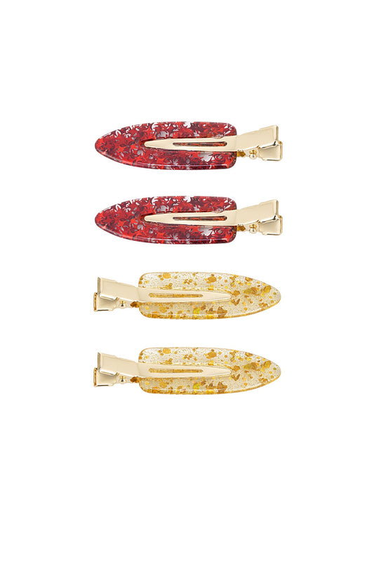 Hair clips red/yellow