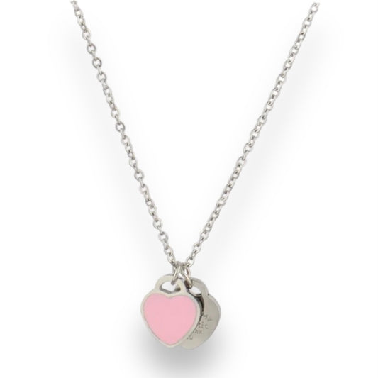 NY pink Necklace zilver