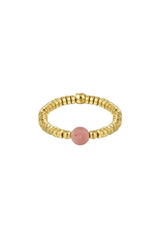 Stone pink ring Goud