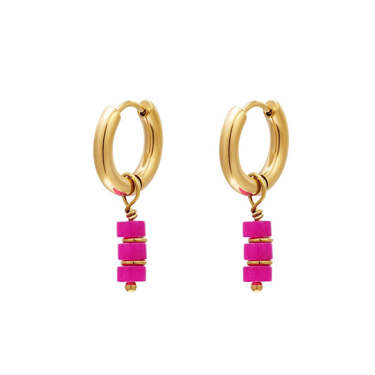 Double pink Earrings goud