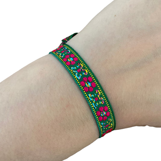 Flower lint armbandje groen