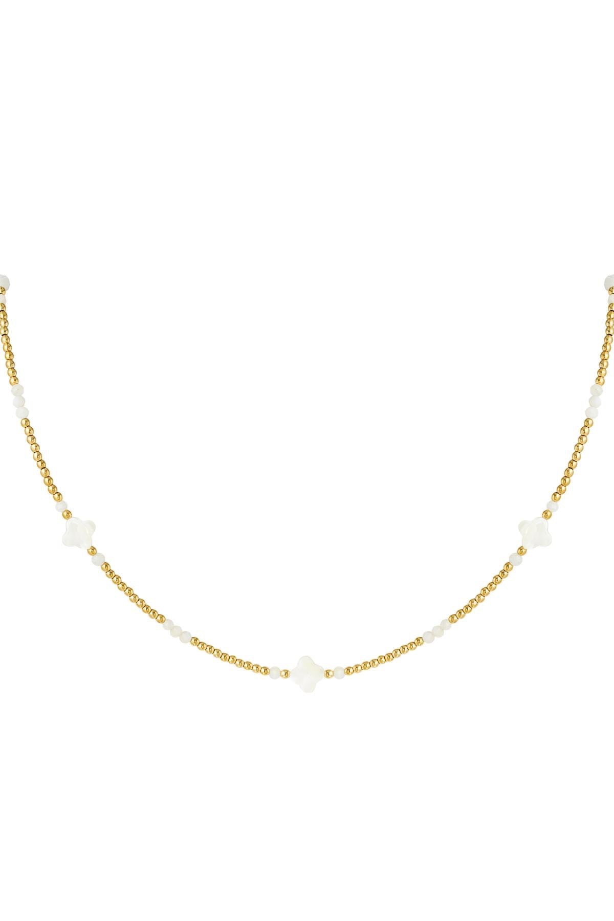 Beaded clover Necklace goud