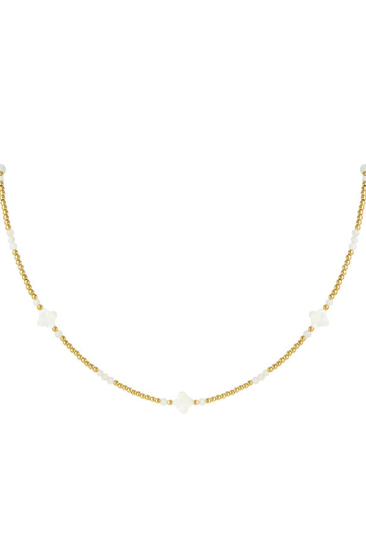 Beaded clover Necklace goud