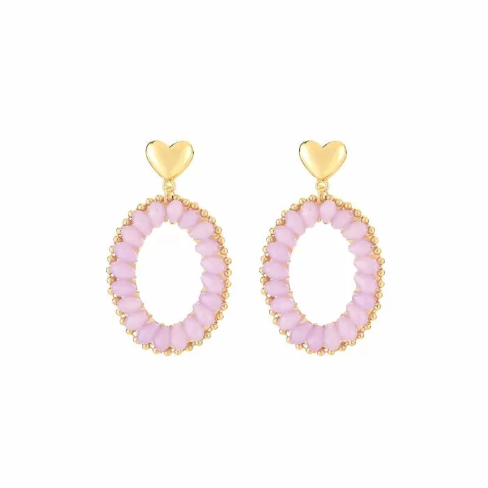 Pink heart Earrings goud