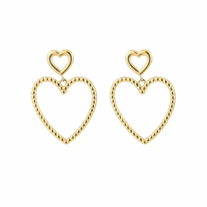 Double heart Earrings goud