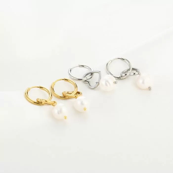 Pearl heart Earrings goud