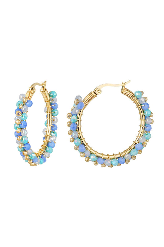 Beads Earrings blauw goud