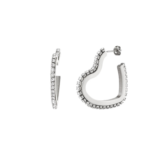 Hart zirkonia Earrings zilver