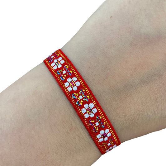 Flower lint armbandje rood