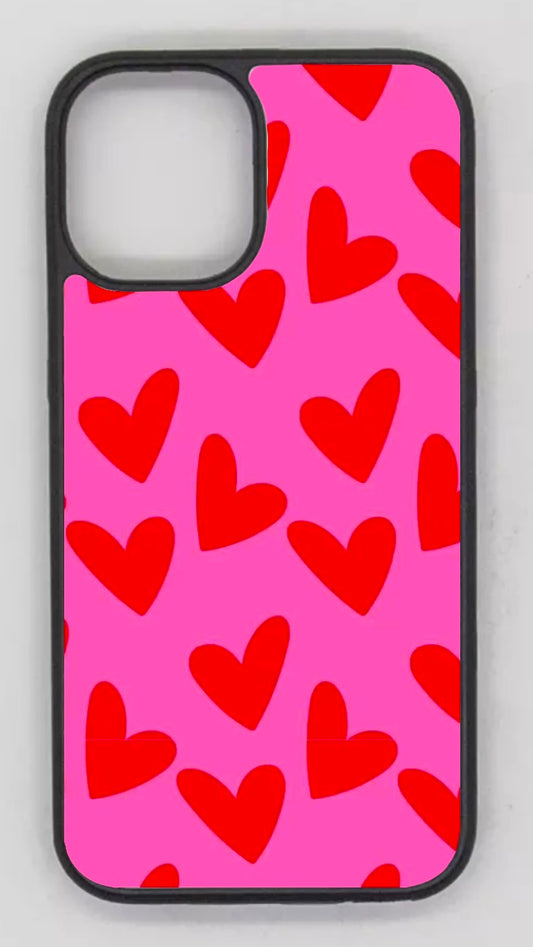 Case pink red hearts