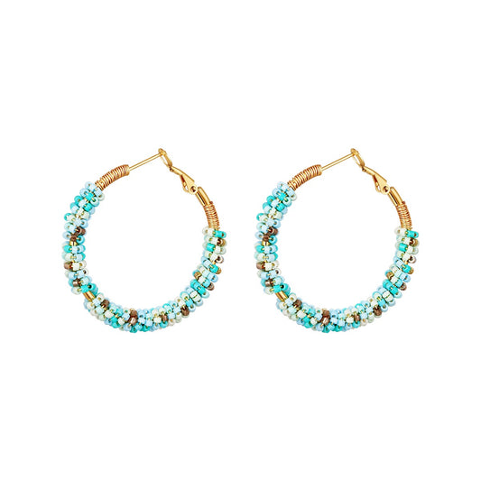 Blue hoops Earrings goud