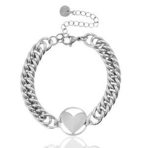 Chunky heart Bracelet zilver